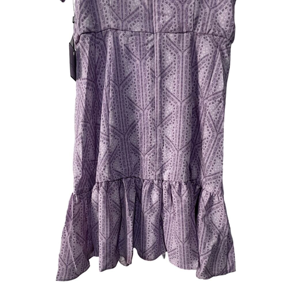 Laundry Womens 4 Purple Floral Ruffle Puff Sleeve Mini Dress Swiftie Lover era - Picture 7 of 11